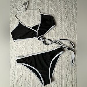 Black & White Tie-front Bikini #1125